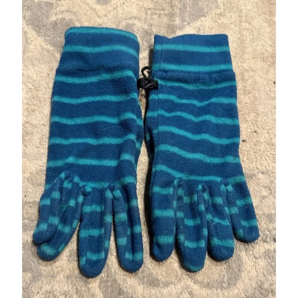 Lands' End Womens Sz Large /X-large L/XL Blue Stripe Fleece Texting Gloves